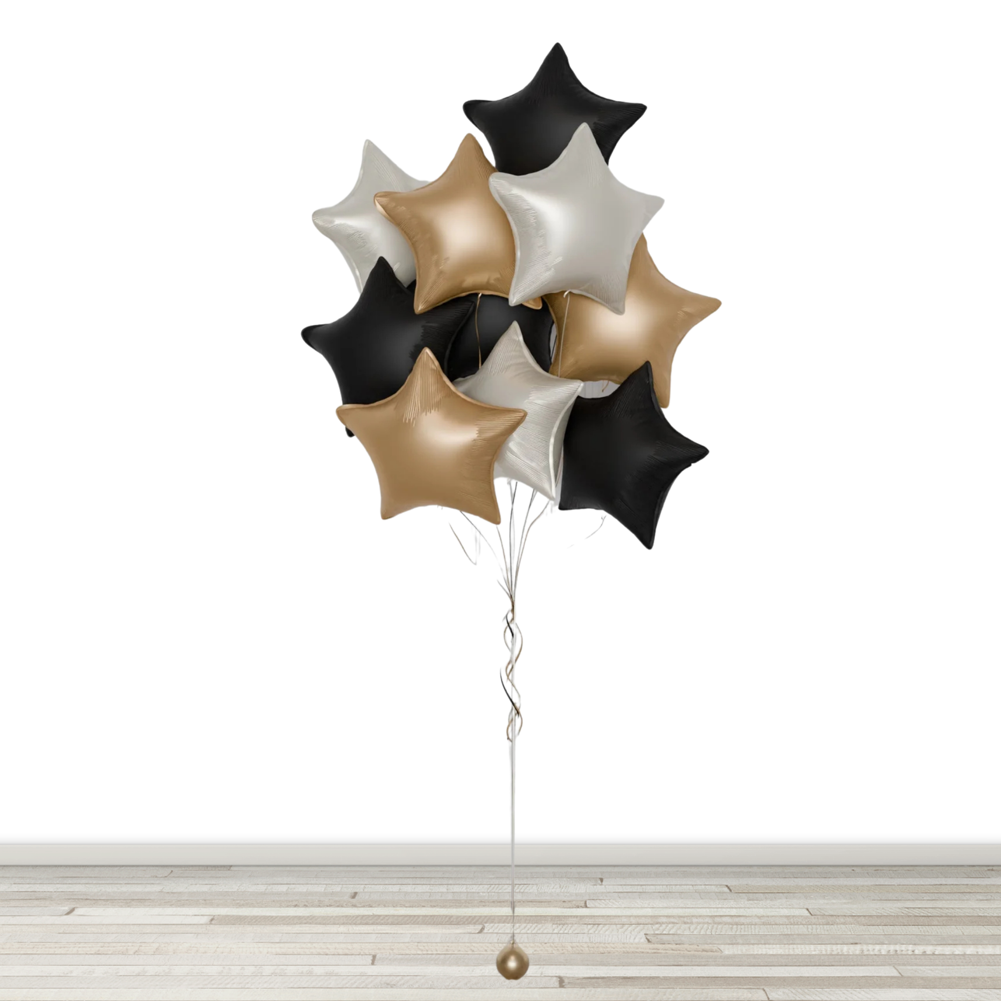 Silver - Gold - Black Bouquet with 10 Foil Stars
