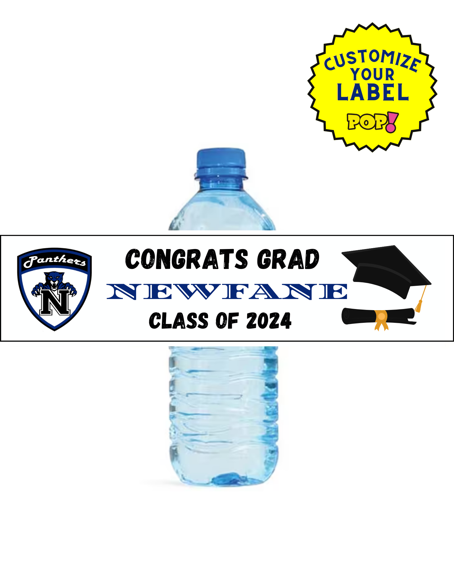 School Graduation Water Bottle Labels - Choose Your School - POPPartyballoons