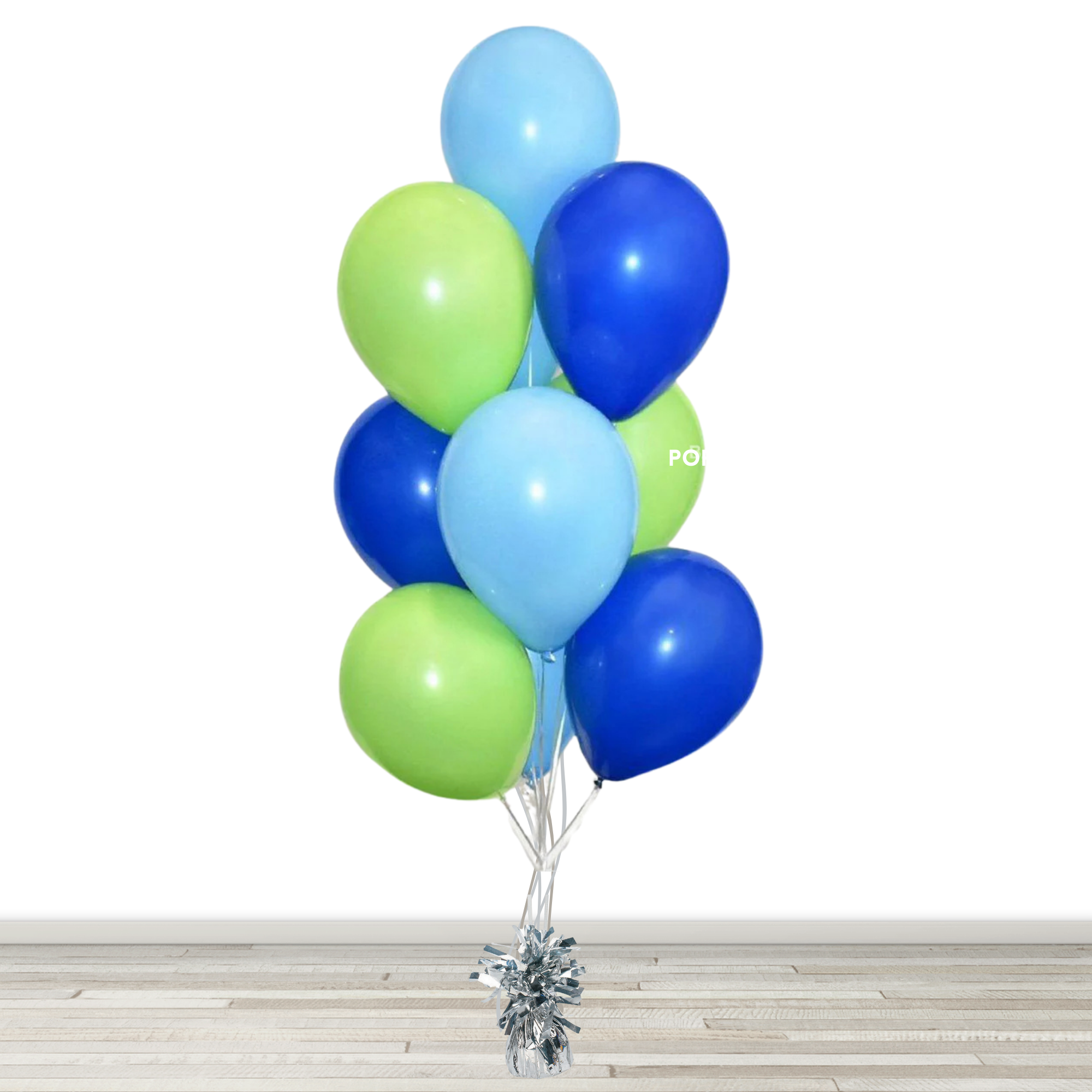 Blue and Green Balloon Bouquet - 10 Balloons