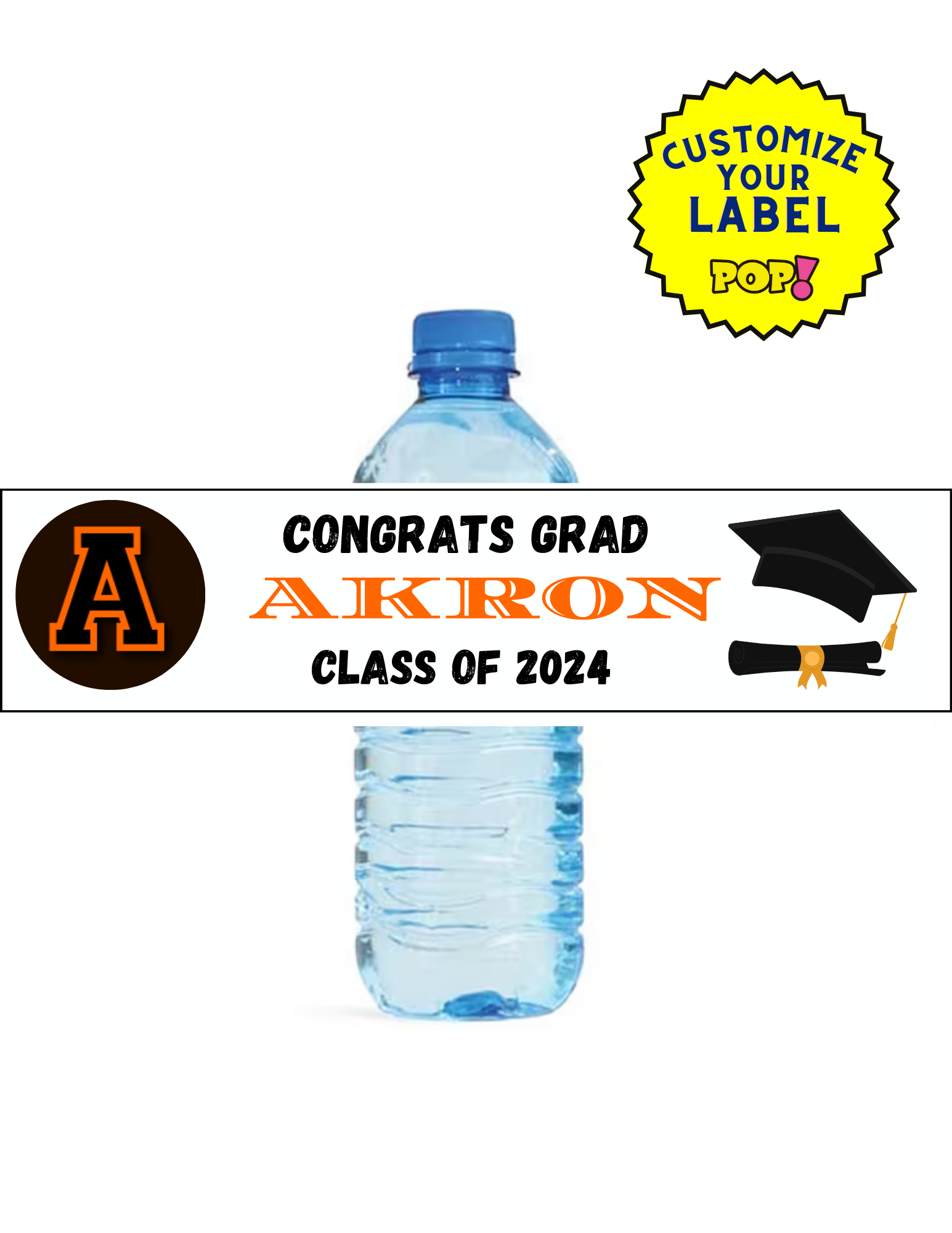 Graduation Water Bottle Labels - Pick Your School - POPPartyballoons