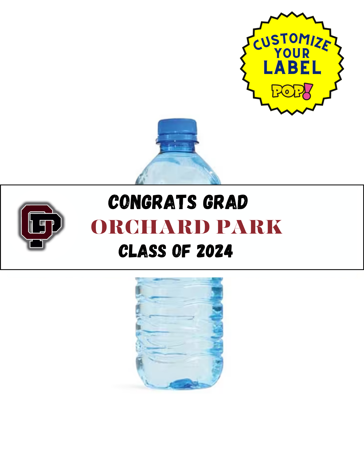 Graduate Water Bottle Labels - Choose A School - POPPartyballoons