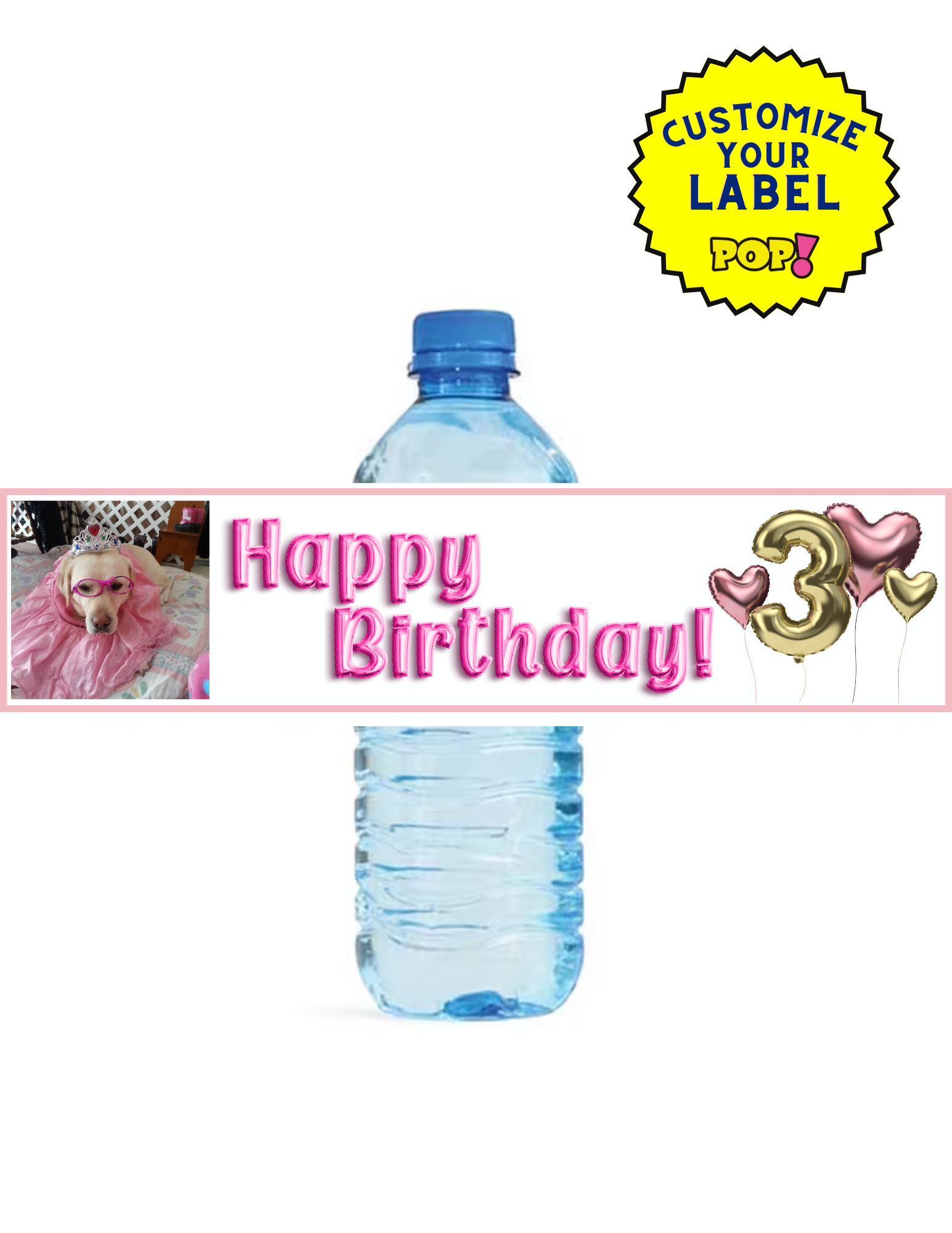 Custom Water Bottle Labels - Send Us Your Photo - POPPartyballoons
