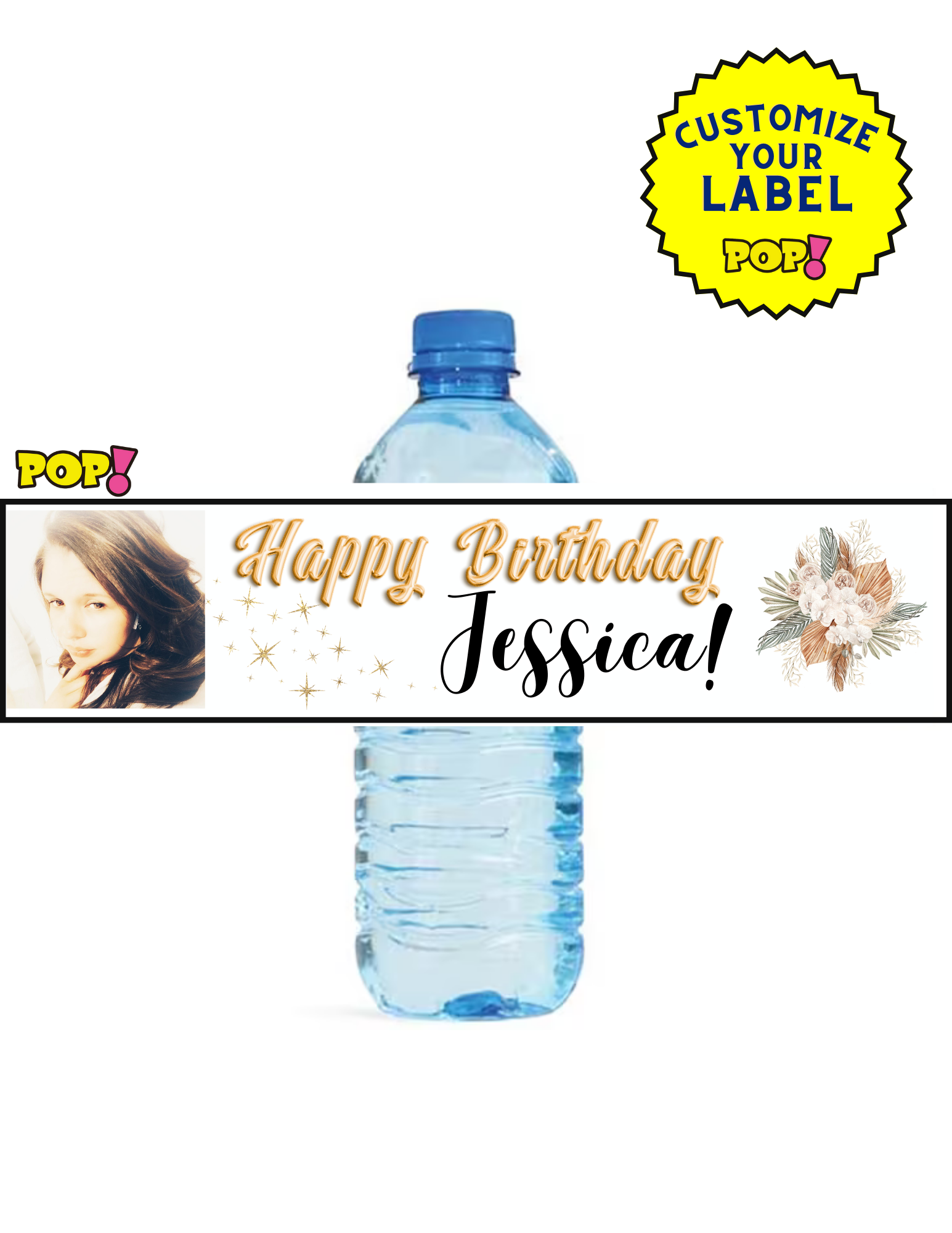 Custom Water Bottle Labels - Use Your Picture - POPPartyballoons