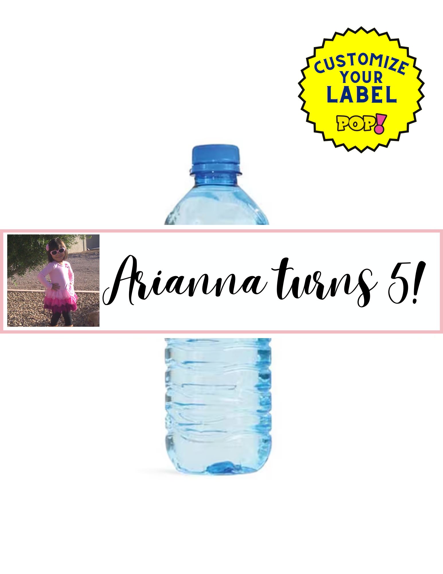 Custom Water Bottle Labels - Send Us Your Picture - POPPartyballoons