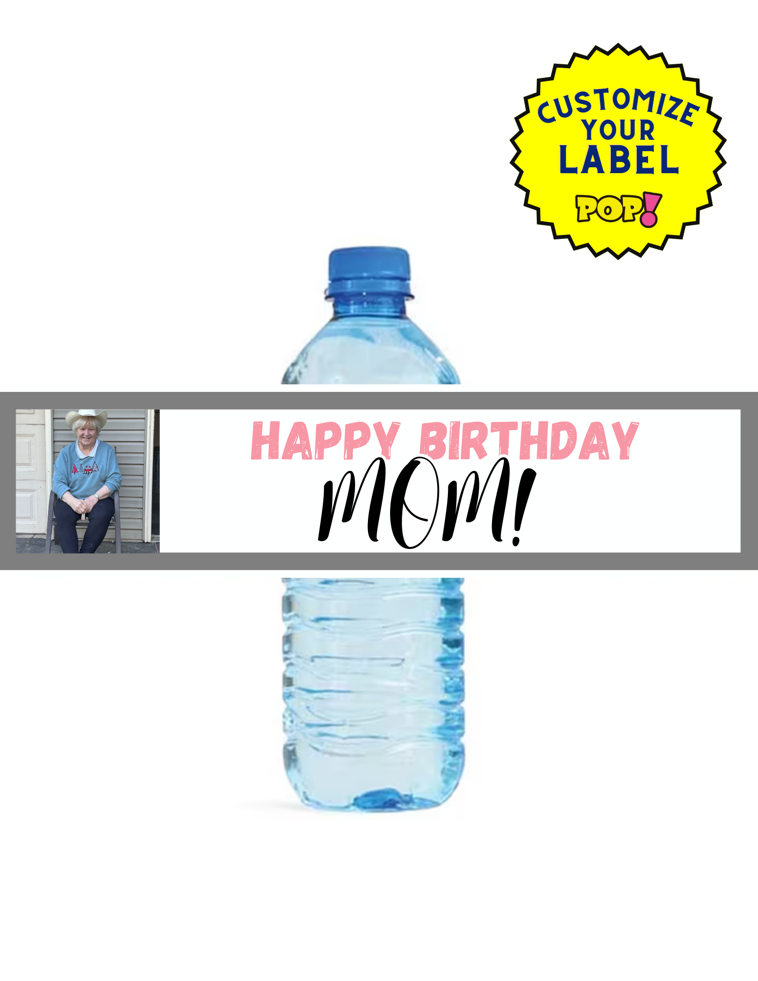 Custom Water Bottle Labels - Pick Your Image - POPPartyballoons