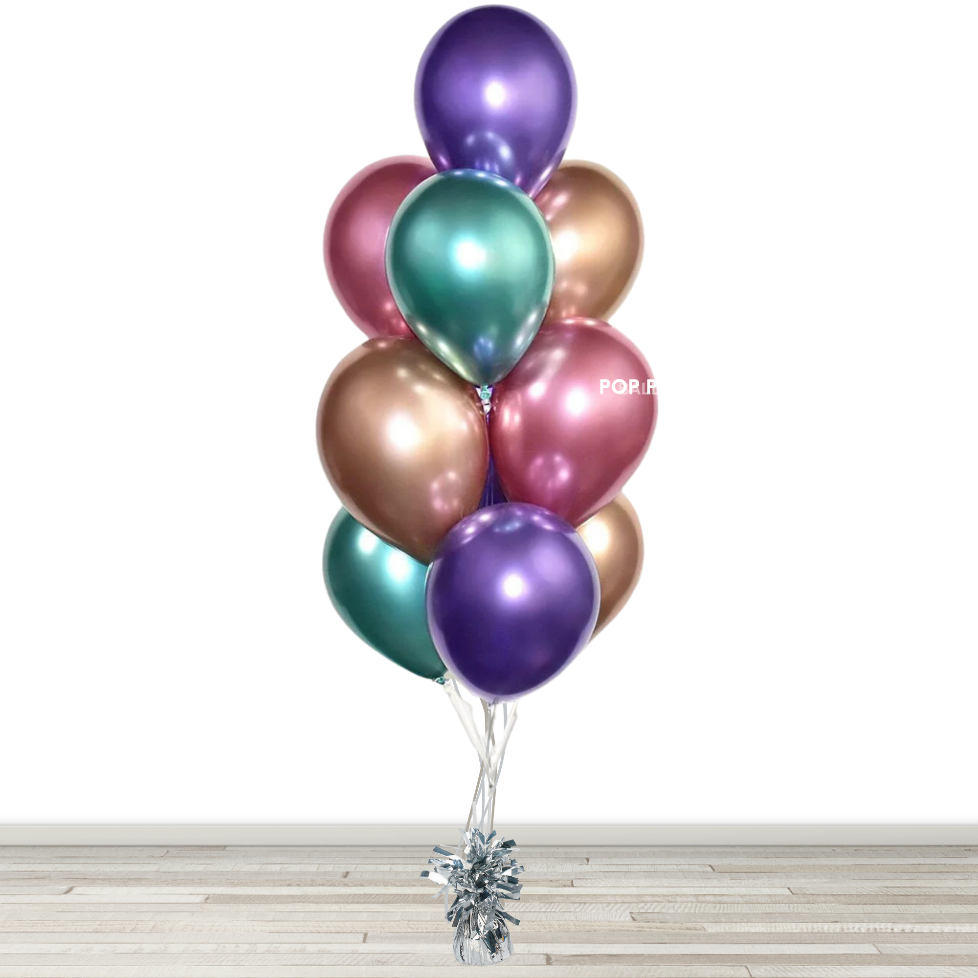 Chrome Balloon Bouquet - 10 Balloons