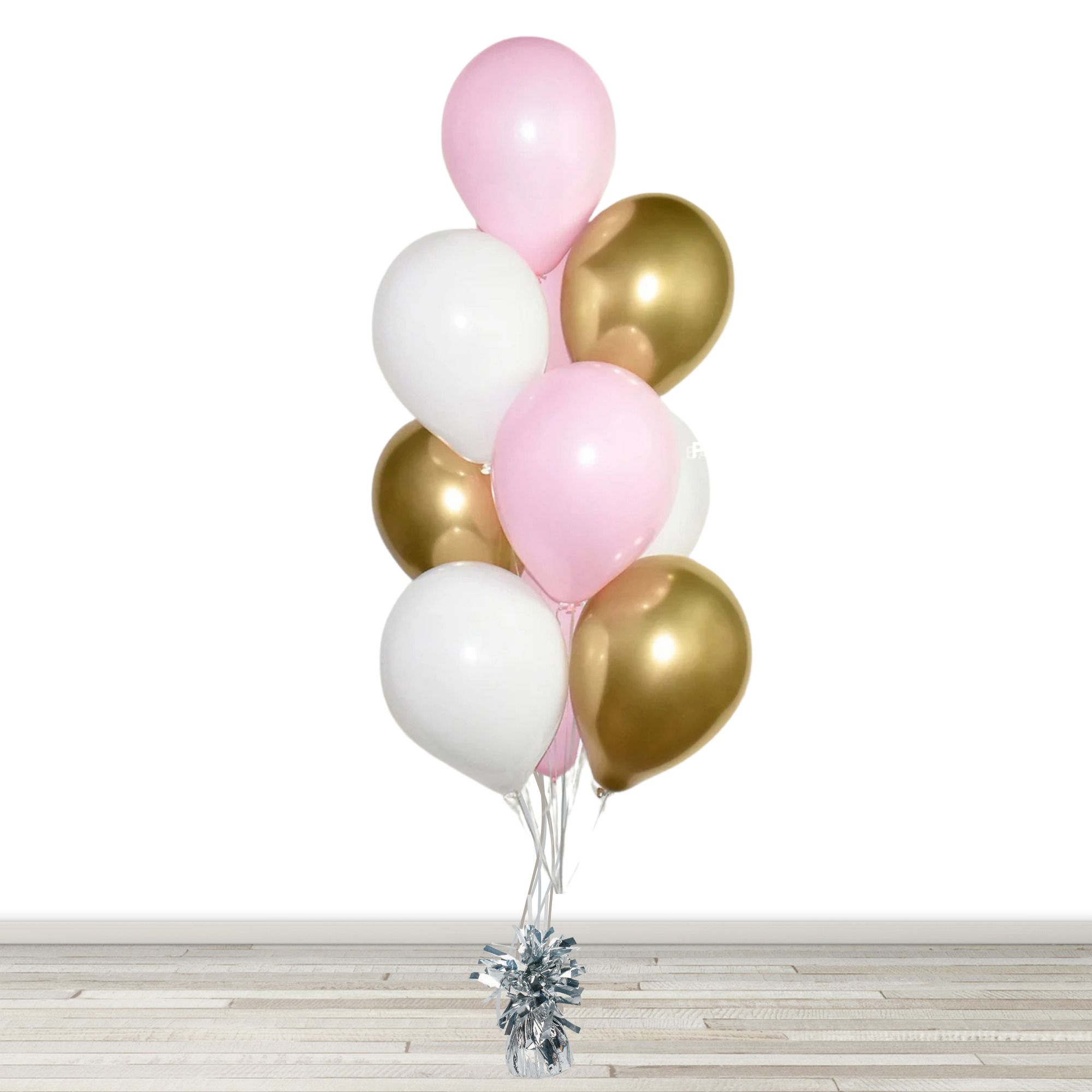 Pink and Gold Balloon Bouquet - 10 Balloons