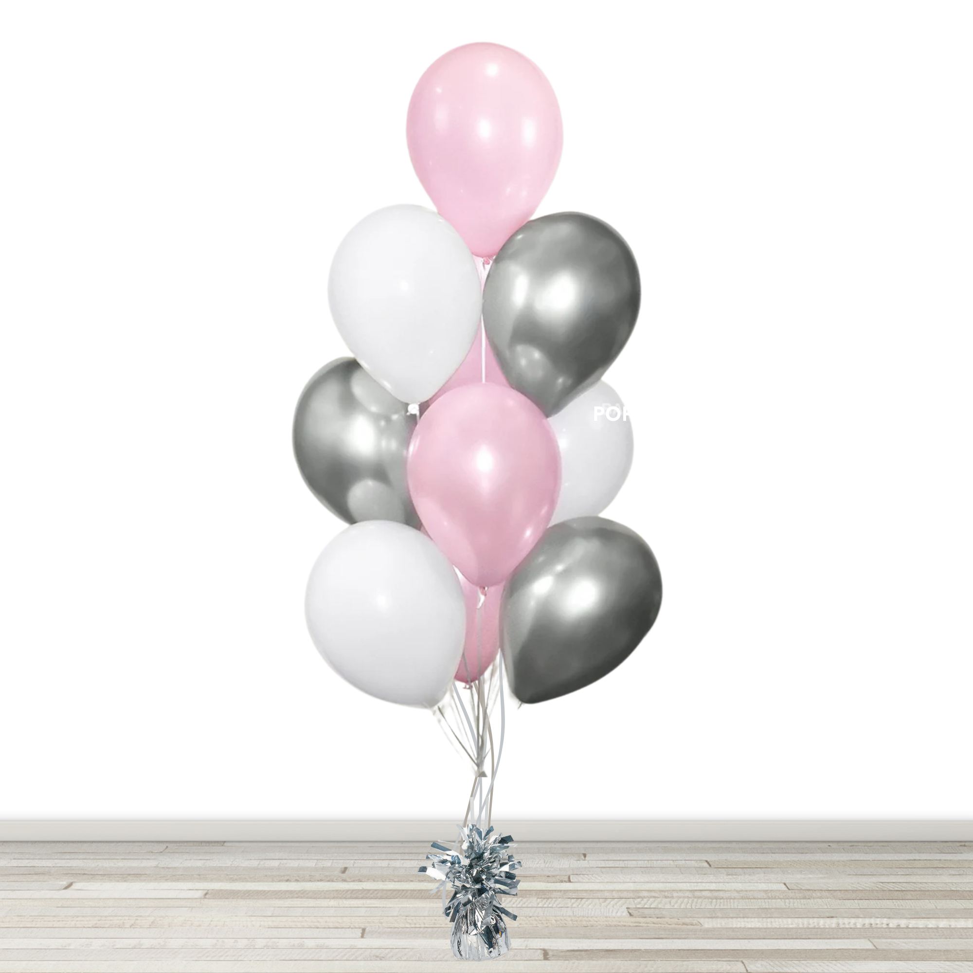 Pink and Silver Balloon Bouquet - 10 Balloons