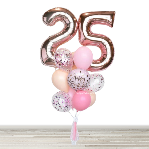 Blush and Pinks 34" Number Birthday Confetti Balloon Bouquet