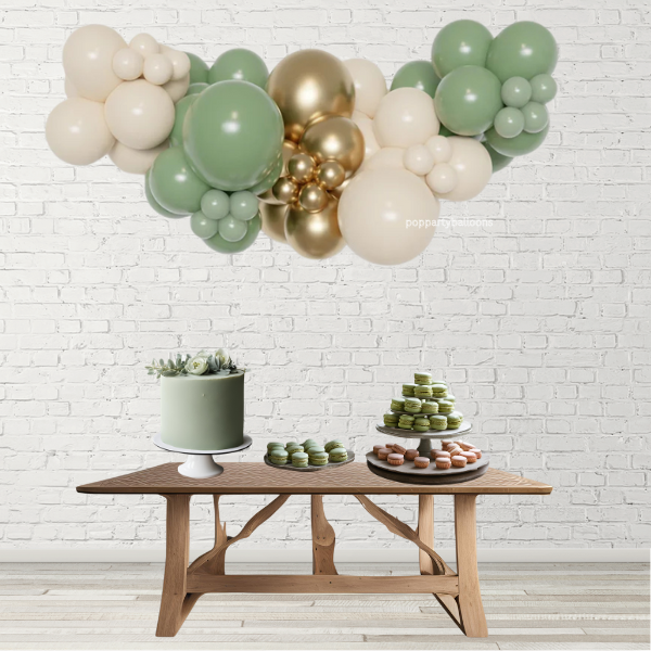 Cream, Mint and Chrome Gold Balloon Garland