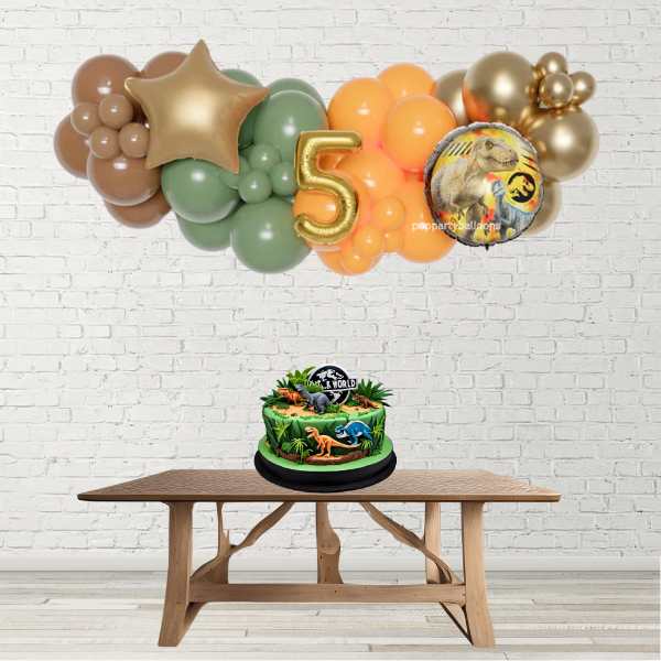 Jurassic Park Inspired Balloon Garland with 16" Number and Foil Stars