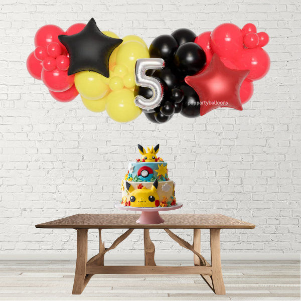 Pokemon Inspired Balloon Garland with 16" Number and Foil Stars