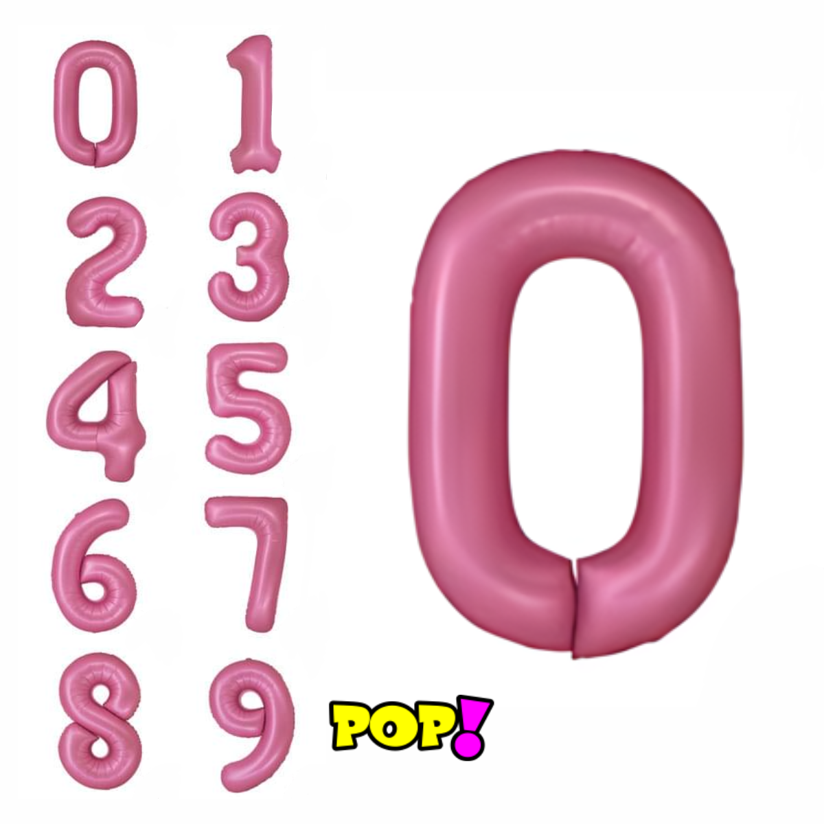 34" Jumbo Numbers - Matte Pink - POPPartyballoons