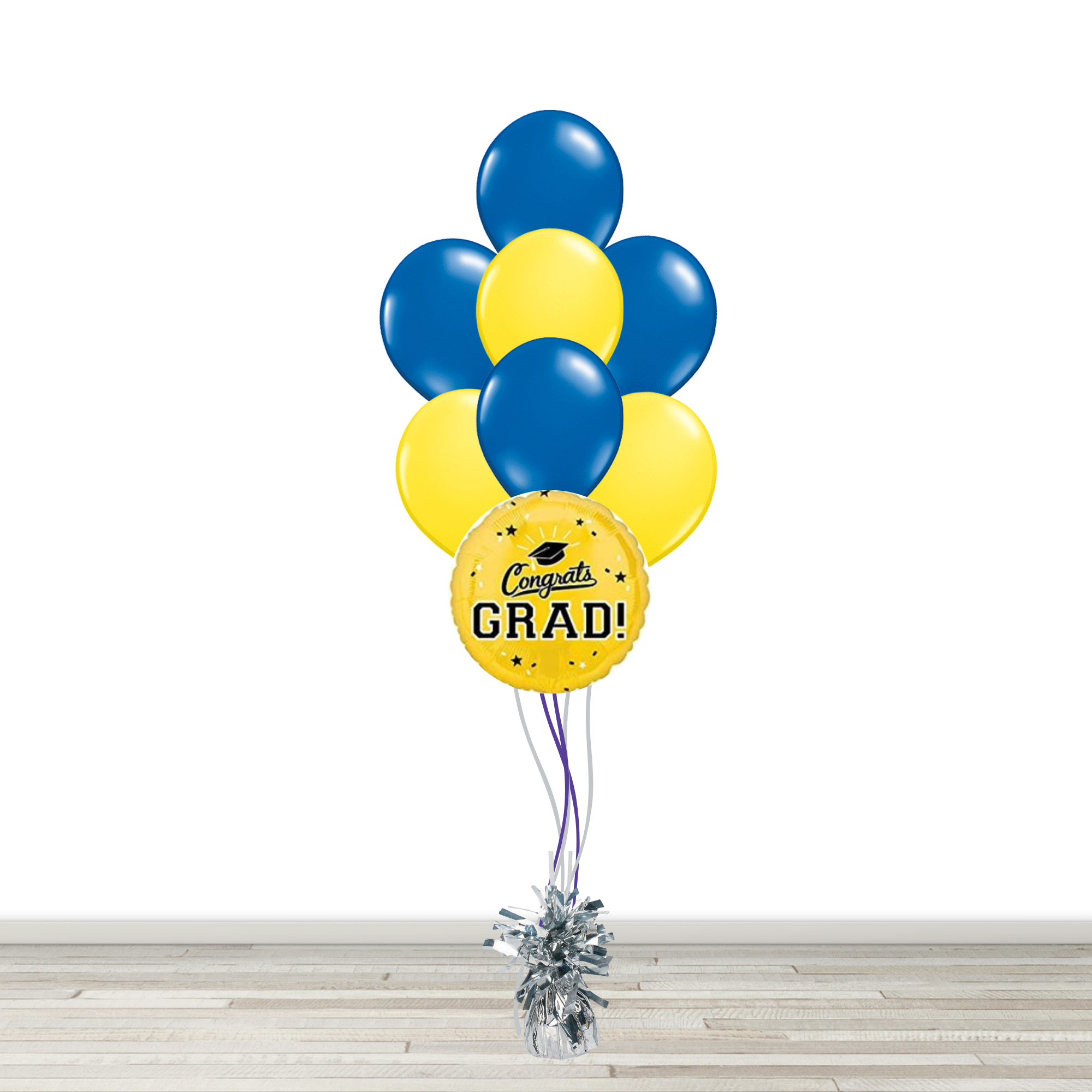 Blue and Yellow Grad Bouquet with 1 Foil - 7 Latex