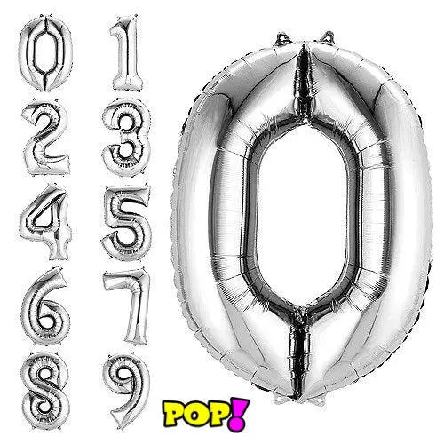 34" Jumbo Numbers - Silver - POPPartyballoons