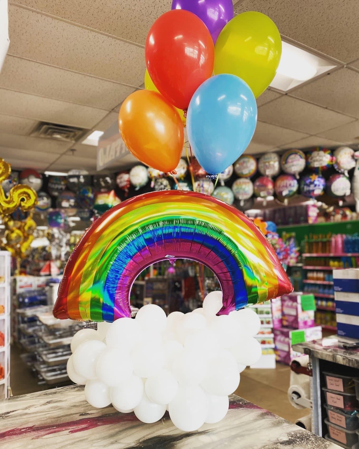 Rainbow Cloud with Latex Balloons - Includes Rainbow Foil - POPPartyballoons