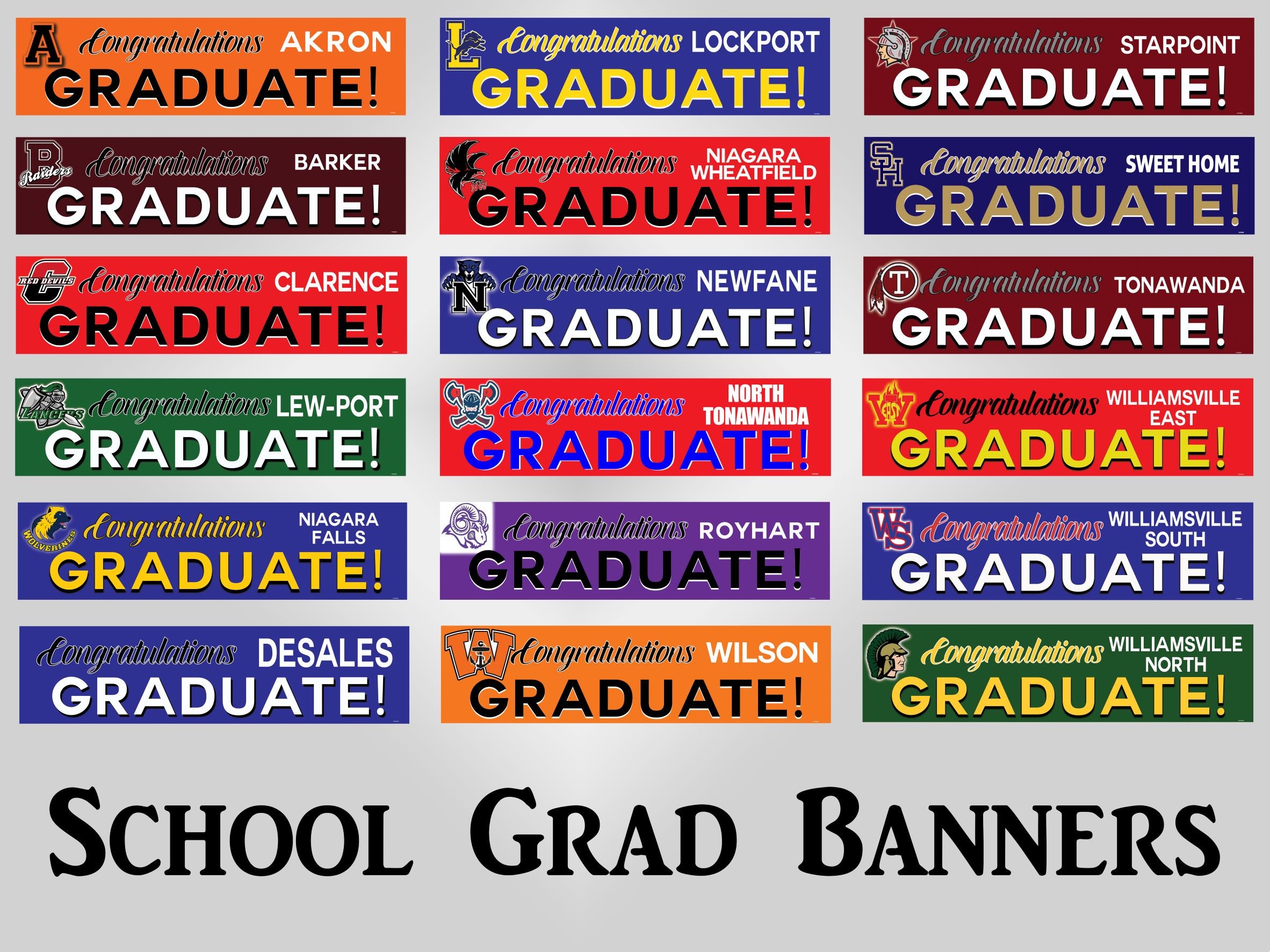 School Graduation Banners - Choose Your School Colors - POPPartyballoons