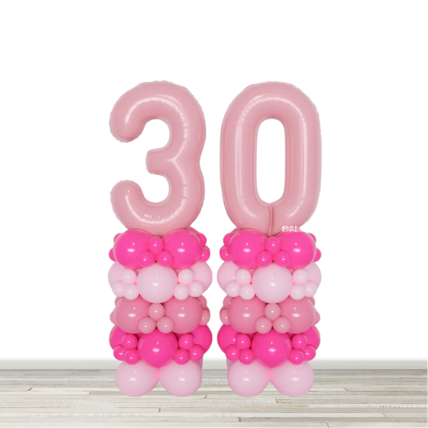 Pink Double Number Balloon Column - 2 34" Numbers