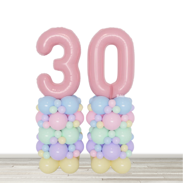 Pastel Double Number Balloon Column - 2 34" Numbers