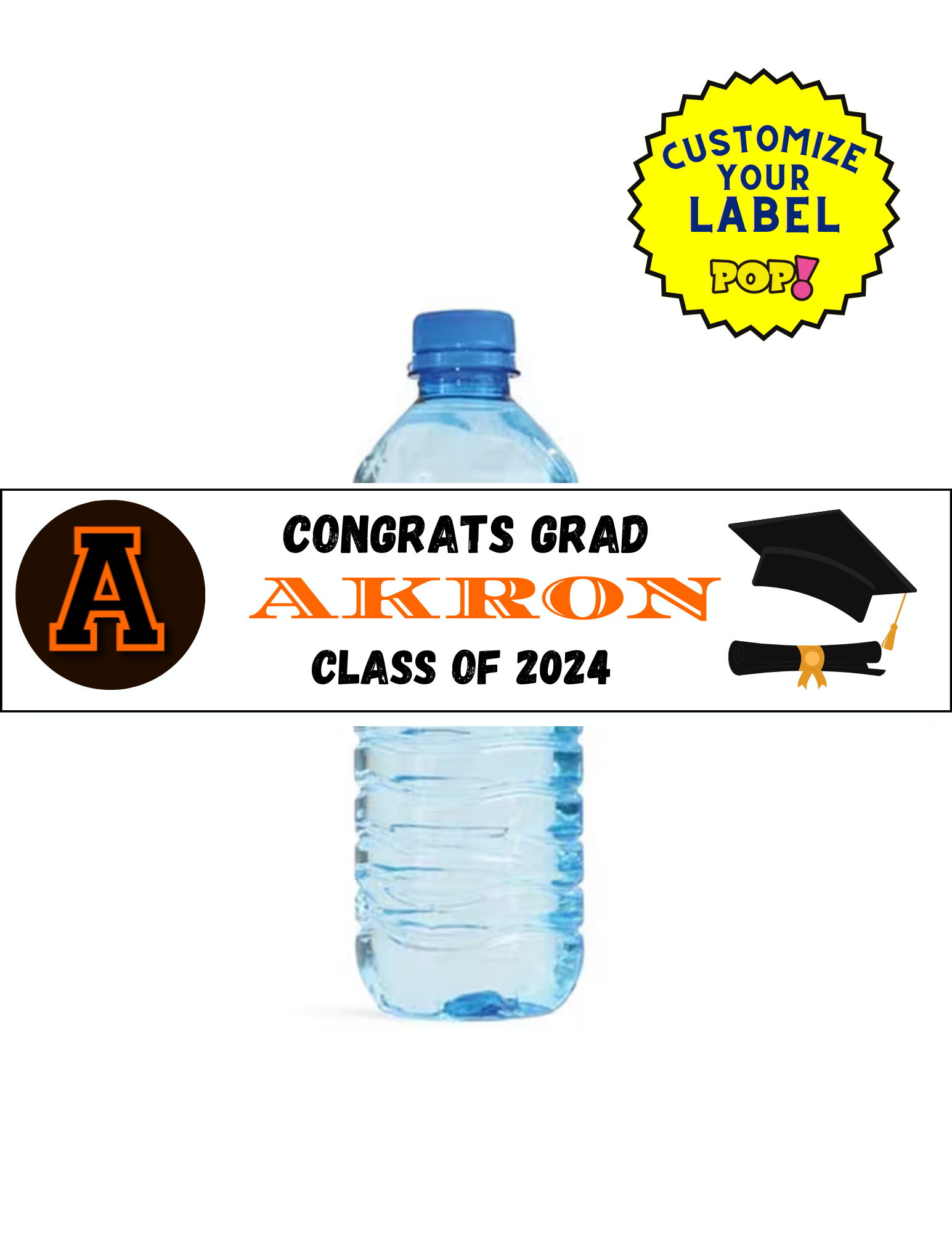 Graduation Water Bottle Labels - Pick A School - POPPartyballoons