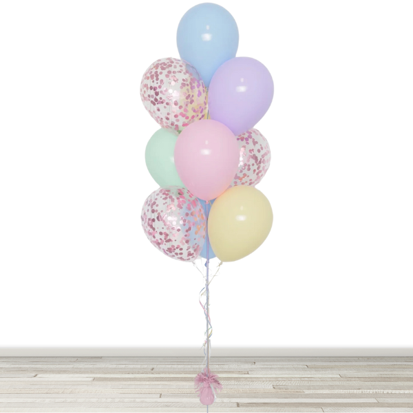 Pastel Party Confetti Balloon Bouquet - 10 Balloons