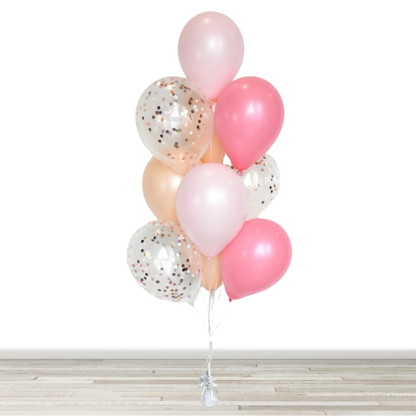 Blush and Pinks Confetti Balloon Bouquet - 10 Balloons