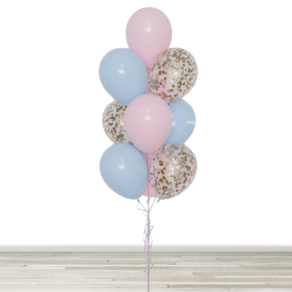 Gender Reveal Confetti Balloon Bouquet - 10 Balloons