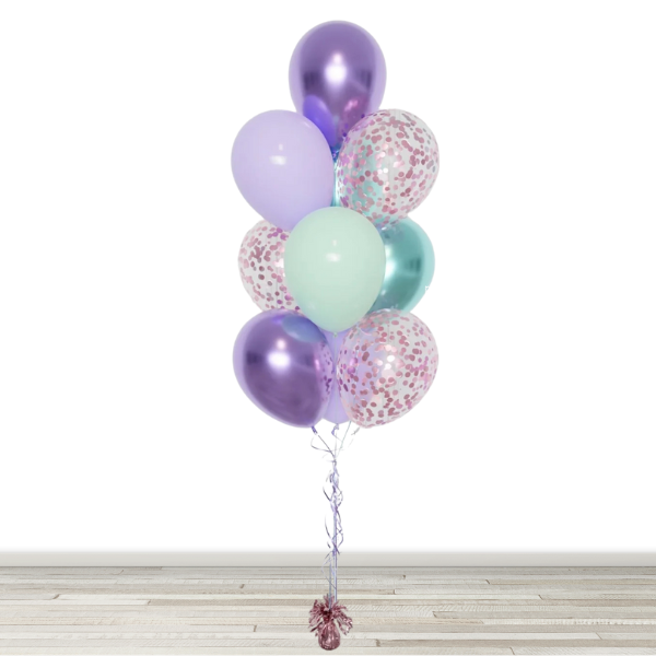 Mermaid Inspired Confetti Balloon Bouquet - 10 Balloons