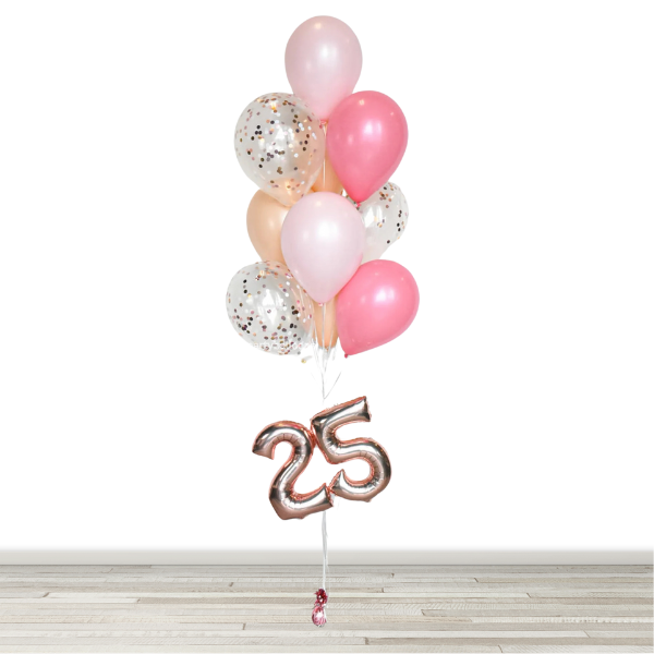 Blush and Pinks Balloon Bouquet with 16" Number- 10 Balloons