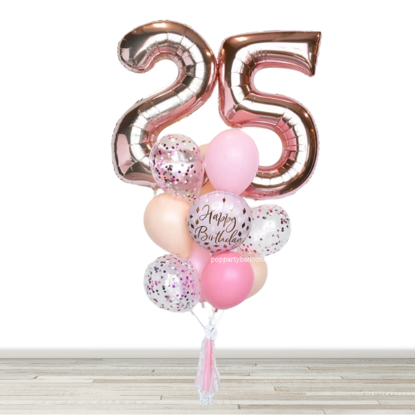 34" Number Birthday Confetti Balloon Bouquet - Build Your Own