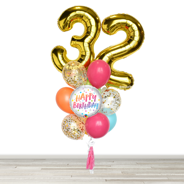 34" Number Birthday Confetti Balloon Bouquet - Build Your Own