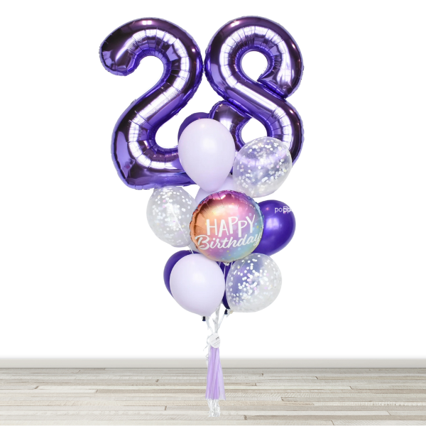 34" Number Birthday Confetti Balloon Bouquet - Build Your Own