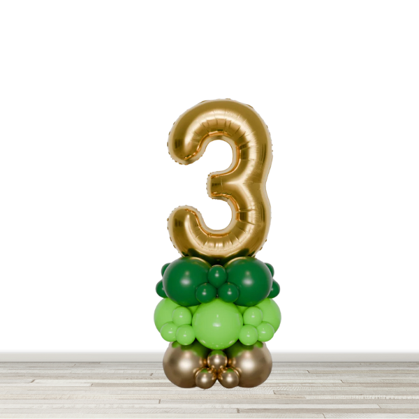 Chrome Gold and Green Number Balloon Column - 34" Number