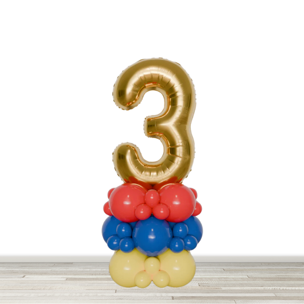 Red, Blue and Yellow Number Balloon Column - 34" Number