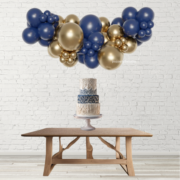 Navy and Chrome Gold Balloon Garland