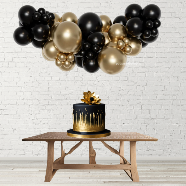 Chrome Gold and Black Balloon Garland