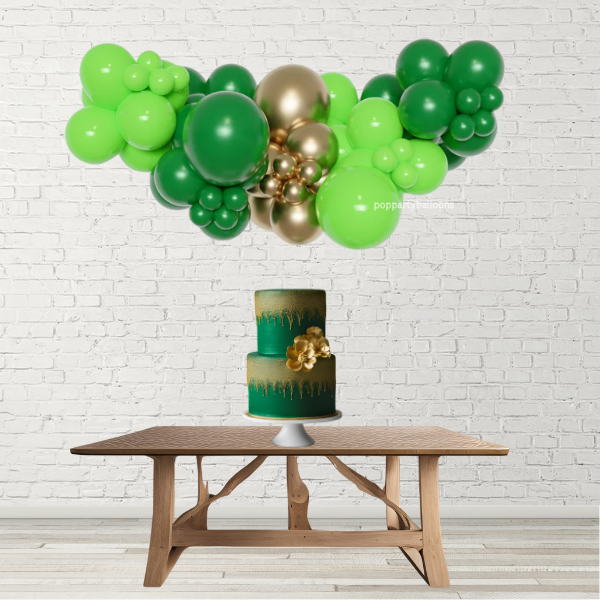 Green and Chrome Gold Balloon Garland