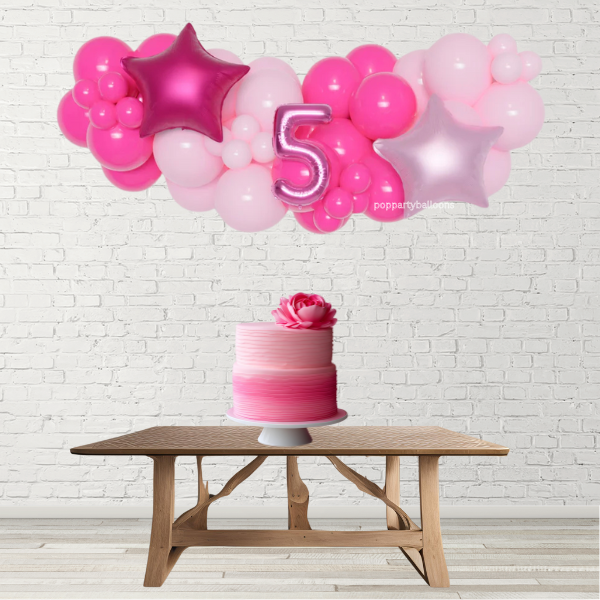 Barbie Inspired Balloon Garland with 16" Number and Foil Stars