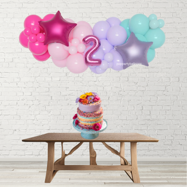 Princess Inspired Balloon Garland with 16" Number and Foil Stars