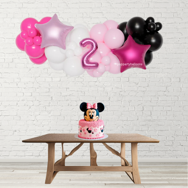 Minnie Inspired Balloon Garland with 16" Number and Foil Stars