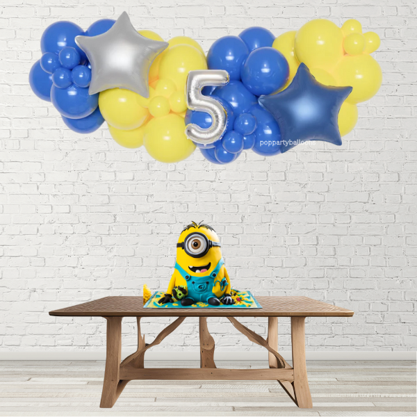 Minions Inspired Balloon Garland with 16" Number and Foil Stars