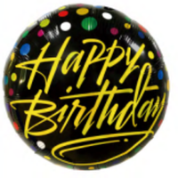 Happy Birthday 18" Foil Balloon - Black and Gold - POPPartyballoons