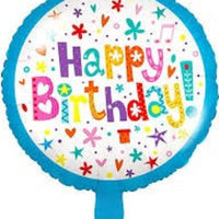 Happy Birthday 18" Foil Balloon - Blue Rainbow - POPPartyballoons
