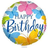 Happy Birthday 18" Foil Balloon - Butterfly - POPPartyballoons