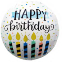 Happy Birthday 18" Foil Balloon - Candles - POPPartyballoons