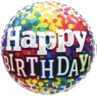 Happy Birthday 18" Foil Balloon - Confetti - POPPartyballoons