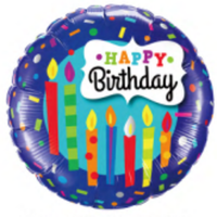 Happy Birthday 18" Foil Balloon - Dark Candles - POPPartyballoons