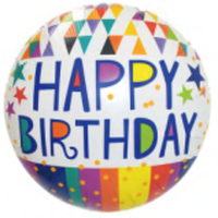 Happy Birthday 18" Foil Balloon - Dots and Stripes - POPPartyballoons