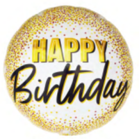 Happy Birthday 18" Foil Balloon - Gold - POPPartyballoons