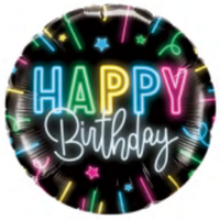 Happy Birthday 18" Foil Balloon - Neon - POPPartyballoons